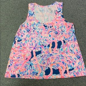 Multi color flamingo Lilly Tank.